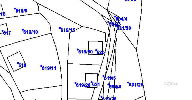 Parcela st. 620 v KÚ Čelkovice, Katastrální mapa