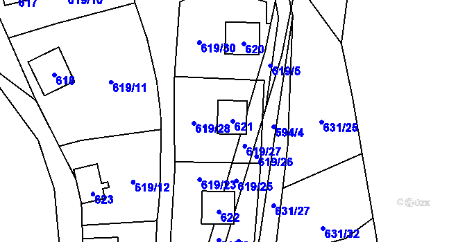 Parcela st. 621 v KÚ Čelkovice, Katastrální mapa