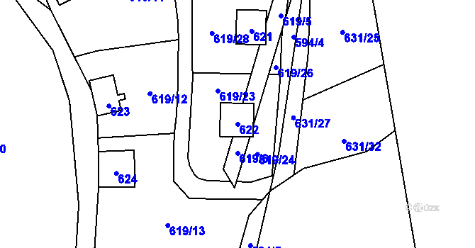 Parcela st. 622 v KÚ Čelkovice, Katastrální mapa