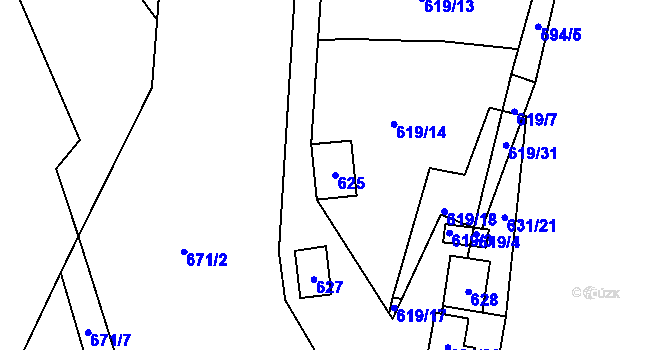Parcela st. 625 v KÚ Čelkovice, Katastrální mapa