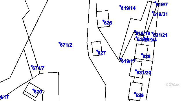 Parcela st. 627 v KÚ Čelkovice, Katastrální mapa