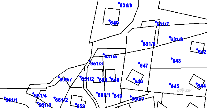 Parcela st. 631/5 v KÚ Čelkovice, Katastrální mapa