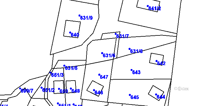 Parcela st. 631/6 v KÚ Čelkovice, Katastrální mapa