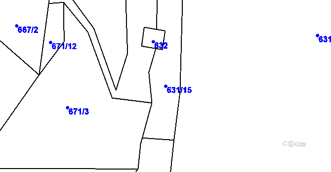 Parcela st. 631/15 v KÚ Čelkovice, Katastrální mapa