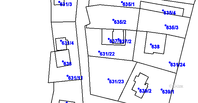 Parcela st. 631/22 v KÚ Čelkovice, Katastrální mapa