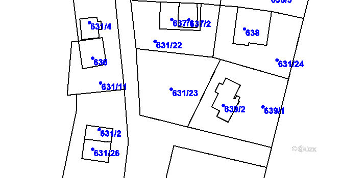 Parcela st. 631/23 v KÚ Čelkovice, Katastrální mapa
