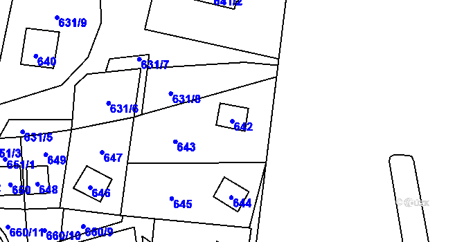 Parcela st. 642 v KÚ Čelkovice, Katastrální mapa