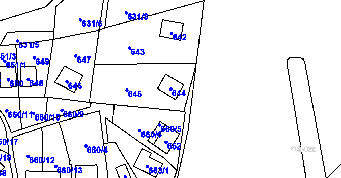Parcela st. 644 v KÚ Čelkovice, Katastrální mapa