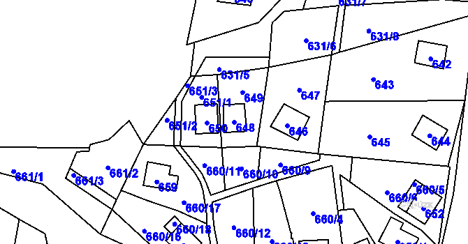 Parcela st. 648 v KÚ Čelkovice, Katastrální mapa