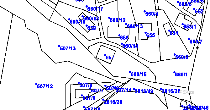 Parcela st. 657 v KÚ Čelkovice, Katastrální mapa