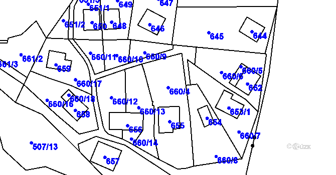 Parcela st. 660/4 v KÚ Čelkovice, Katastrální mapa