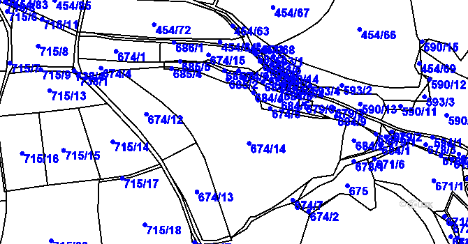 Parcela st. 674 v KÚ Čelkovice, Katastrální mapa