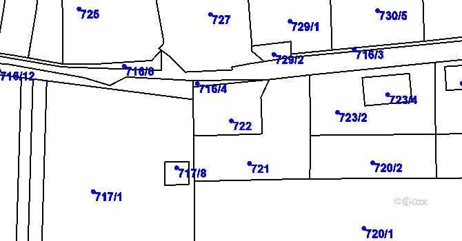 Parcela st. 722 v KÚ Čelkovice, Katastrální mapa
