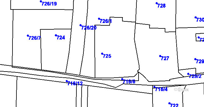 Parcela st. 725 v KÚ Čelkovice, Katastrální mapa