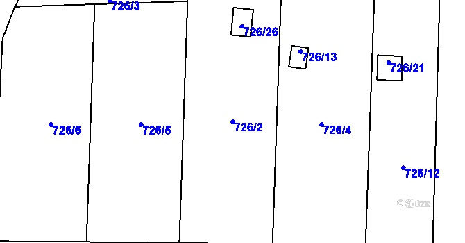 Parcela st. 726/2 v KÚ Čelkovice, Katastrální mapa
