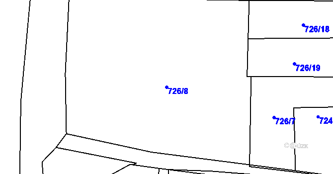 Parcela st. 726/8 v KÚ Čelkovice, Katastrální mapa