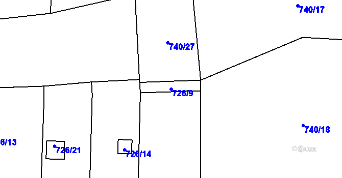 Parcela st. 726/9 v KÚ Čelkovice, Katastrální mapa