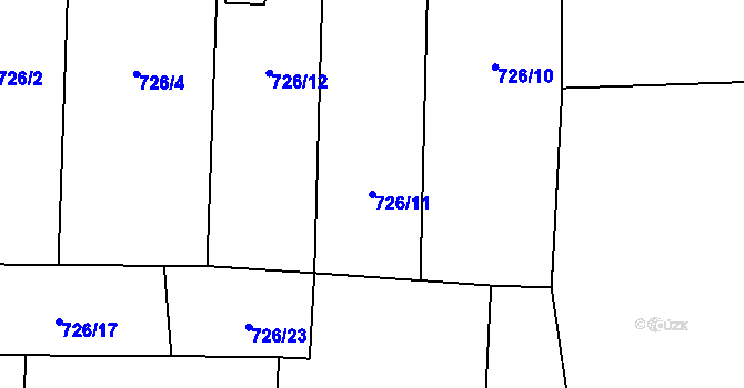 Parcela st. 726/11 v KÚ Čelkovice, Katastrální mapa