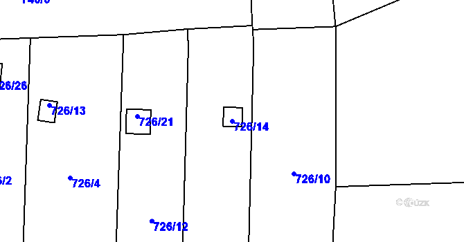 Parcela st. 726/14 v KÚ Čelkovice, Katastrální mapa