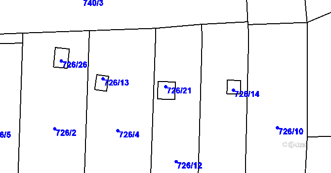 Parcela st. 726/21 v KÚ Čelkovice, Katastrální mapa