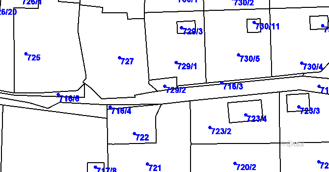 Parcela st. 729/2 v KÚ Čelkovice, Katastrální mapa