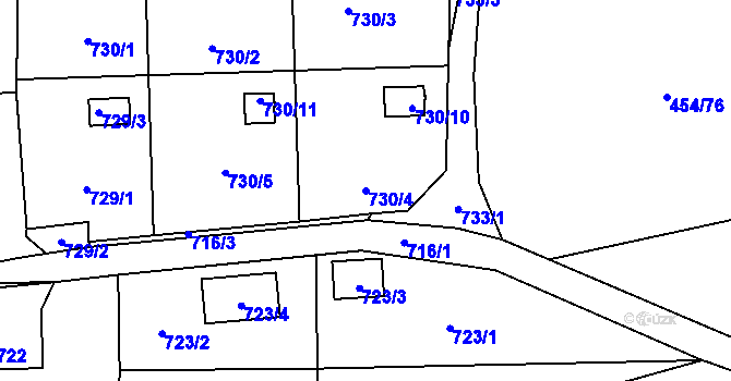 Parcela st. 730/4 v KÚ Čelkovice, Katastrální mapa