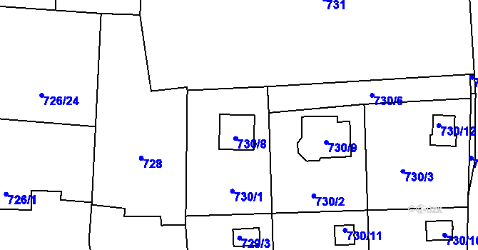 Parcela st. 730/8 v KÚ Čelkovice, Katastrální mapa