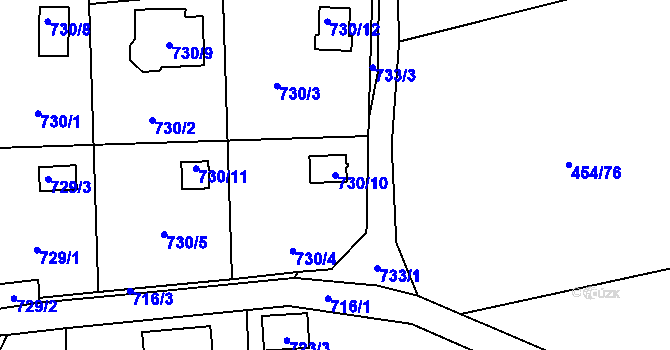 Parcela st. 730/10 v KÚ Čelkovice, Katastrální mapa
