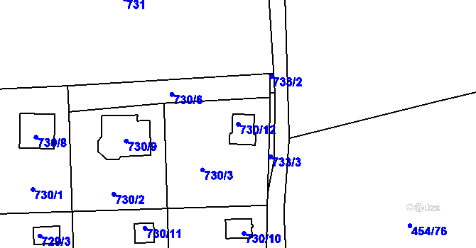 Parcela st. 730/12 v KÚ Čelkovice, Katastrální mapa