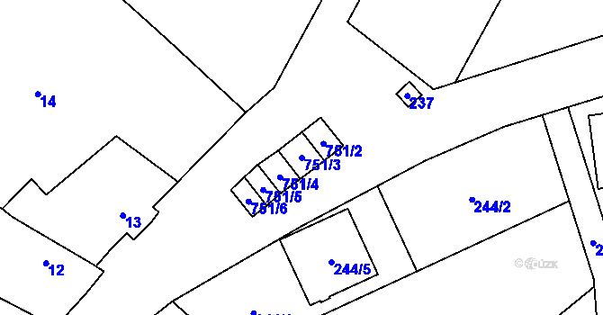 Parcela st. 751/3 v KÚ Čelkovice, Katastrální mapa