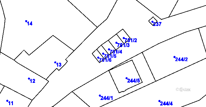 Parcela st. 751/5 v KÚ Čelkovice, Katastrální mapa