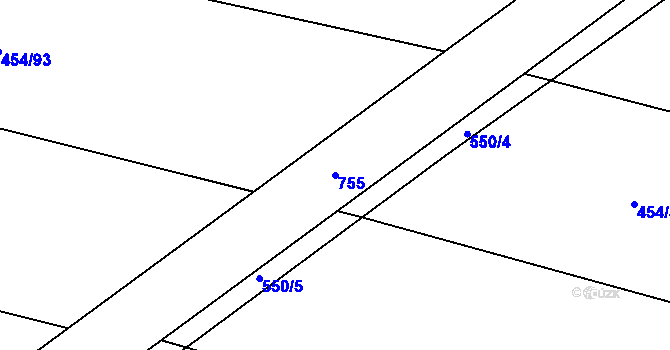 Parcela st. 755 v KÚ Čelkovice, Katastrální mapa