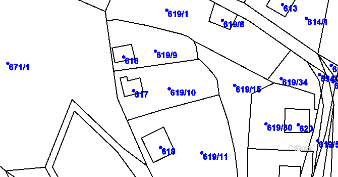 Parcela st. 619/10 v KÚ Čelkovice, Katastrální mapa