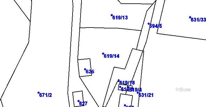 Parcela st. 619/14 v KÚ Čelkovice, Katastrální mapa