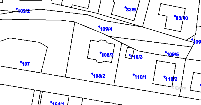Parcela st. 108/3 v KÚ Čelkovice, Katastrální mapa