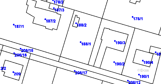 Parcela st. 188/1 v KÚ Čelkovice, Katastrální mapa