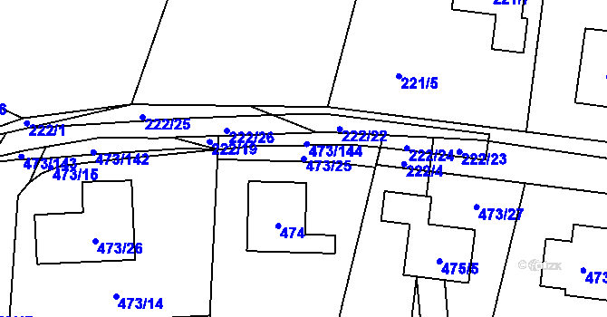 Parcela st. 473/25 v KÚ Čelkovice, Katastrální mapa