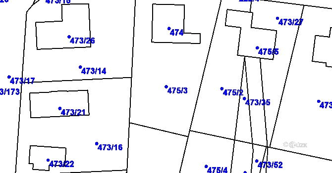 Parcela st. 475/3 v KÚ Čelkovice, Katastrální mapa