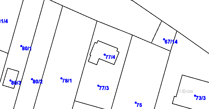 Parcela st. 77/4 v KÚ Čelkovice, Katastrální mapa