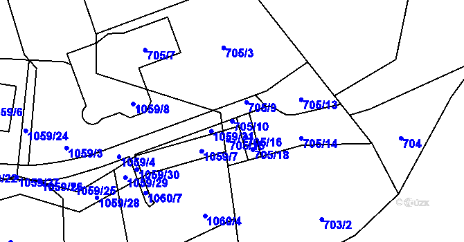 Parcela st. 705/10 v KÚ Čelkovice, Katastrální mapa