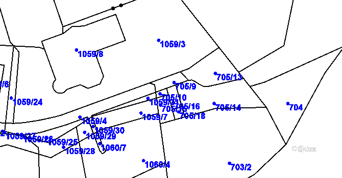 Parcela st. 705/11 v KÚ Čelkovice, Katastrální mapa