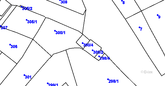 Parcela st. 300/4 v KÚ Čelkovice, Katastrální mapa