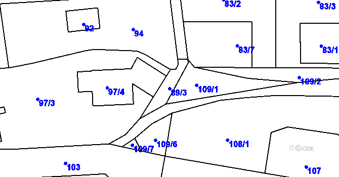 Parcela st. 89/3 v KÚ Čelkovice, Katastrální mapa
