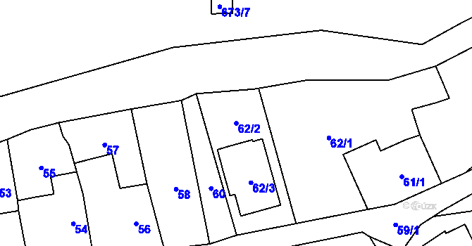 Parcela st. 62/2 v KÚ Čelkovice, Katastrální mapa