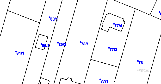 Parcela st. 78/1 v KÚ Čelkovice, Katastrální mapa