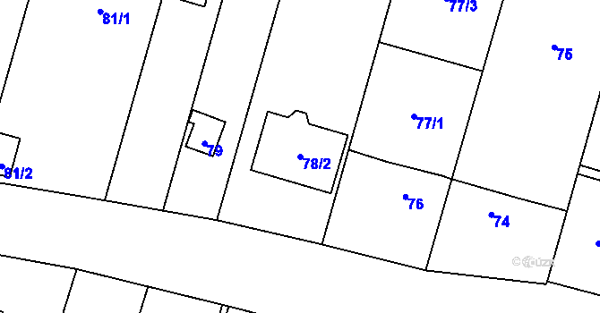 Parcela st. 78/2 v KÚ Čelkovice, Katastrální mapa