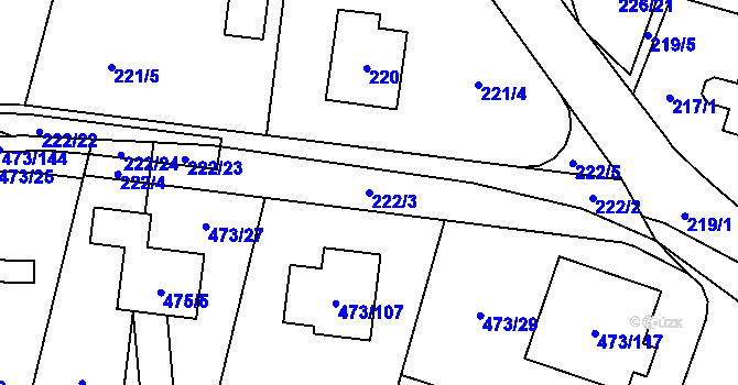 Parcela st. 222/3 v KÚ Čelkovice, Katastrální mapa