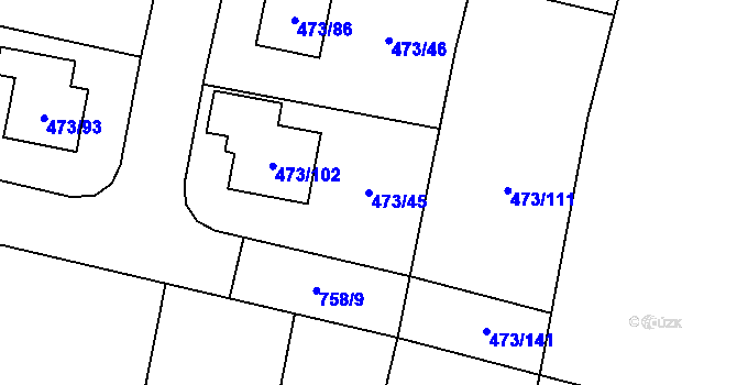 Parcela st. 473/45 v KÚ Čelkovice, Katastrální mapa