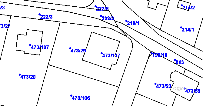 Parcela st. 473/117 v KÚ Čelkovice, Katastrální mapa