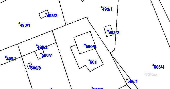 Parcela st. 500/9 v KÚ Čelkovice, Katastrální mapa